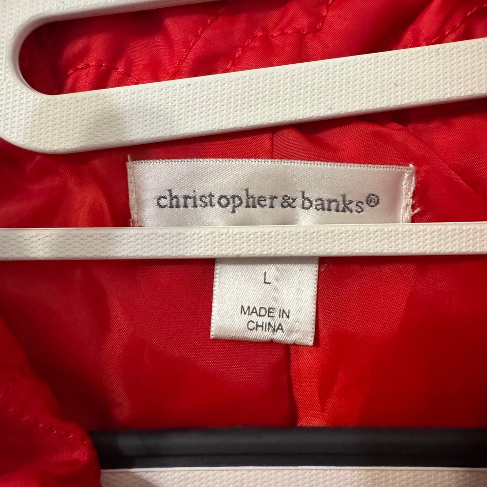 Christoper & Banks Quilted Vest Womens L Red Sleeveless‎ Christmas Holiday - Picture 2 of 5